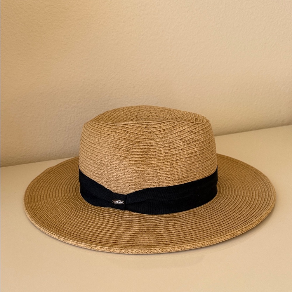 C.C Tan Wide Brim Hat with Black Band
